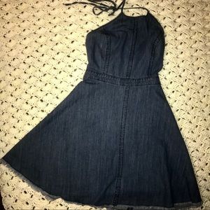 halter jean dress